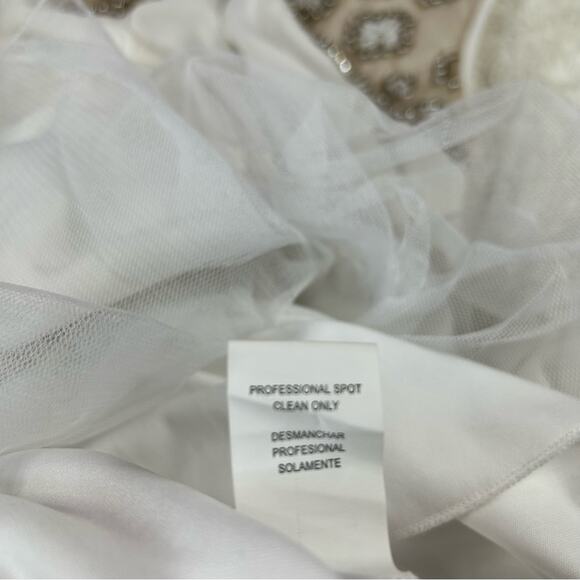 Jodi Kristopher chiffon and bead white fit and flare dress, size 9 - Picture 11 of 12